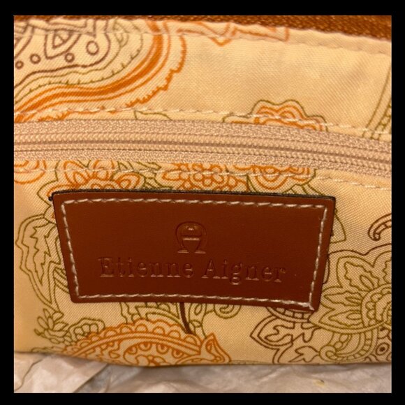 Etienne Aigner Woven Straw & Leather Satchel Bag - Picture 4 of 4